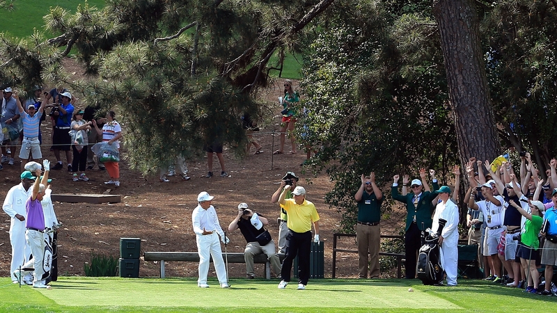 Jack Nicklaus acknowledges an excited crowd following his hole-in-one