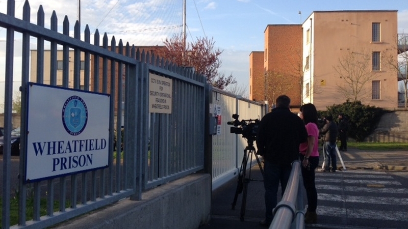 Members of the media wait outside Wheatfield Prison where Eamonn Lillis is expected to be released