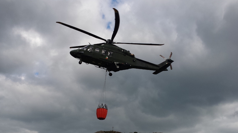 The Irish Air Corps is using 'bambi' buckets to carry water to the site (Pic: Irish Air Corps)