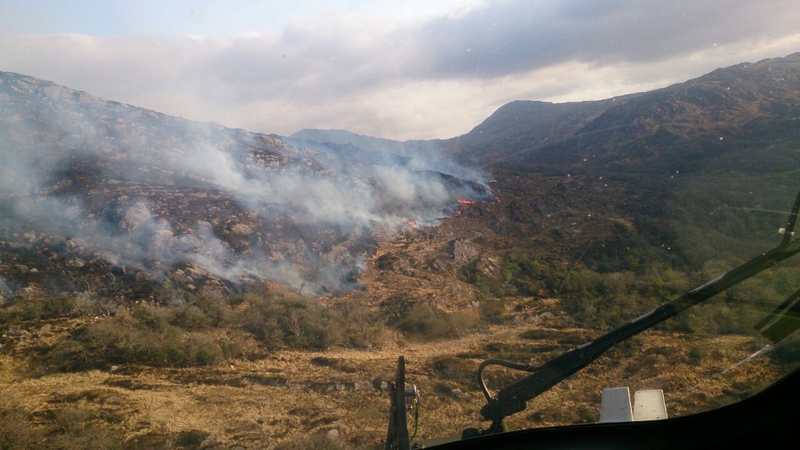Firefighters deployed from Killarney and nearby towns Kenmare and Castleisland have been fighting the gorse fire (Pic: Irish Air Corps)