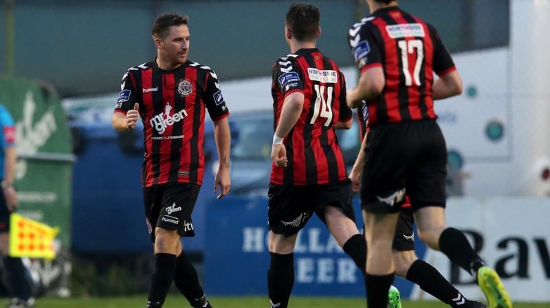 Bohs' Dean Kelly celebrates scoring the first goal of the game