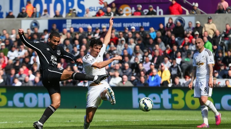 Aaron Lennon (l) opened the scoring for Everton