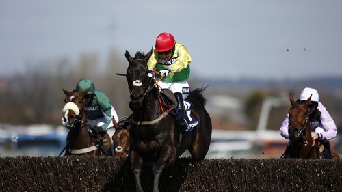Johnny Burke on Sizing Granite clear the last to win the Maghull Novices'