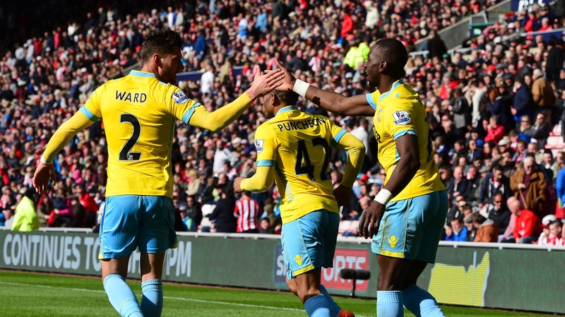 Yannick Bolaise of Crystal Palace (r) was the player on form at the Stadium of Light