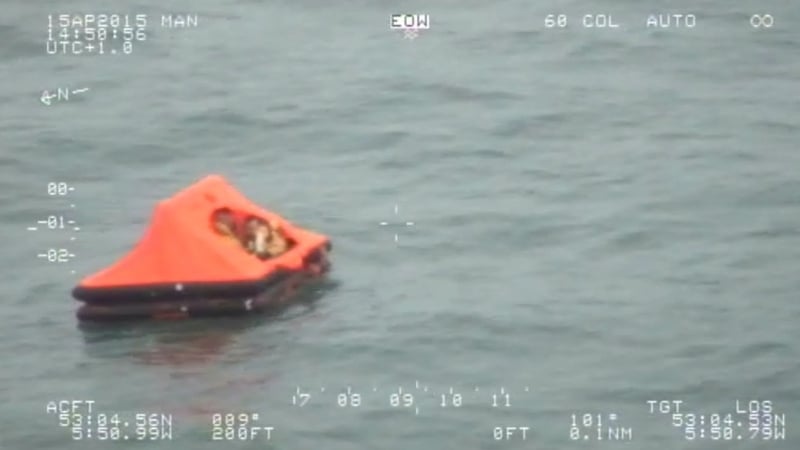 The three men were winched from a life raft