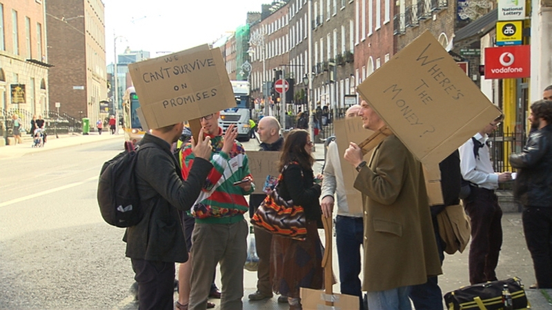 Teachers protest outside the Modern Educational Centre in Dublin