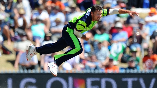 Max Sorensen was one of two Ireland players to claim three wickets in Townsville