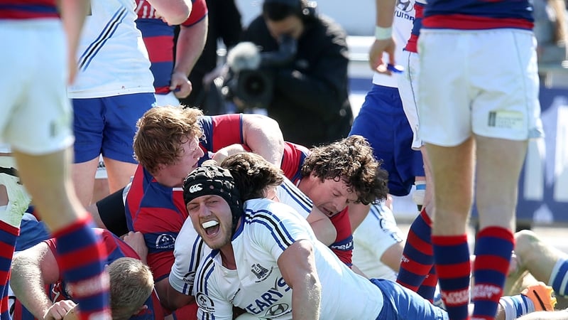 Cork Con's Luke Cahill celebrates as he scores the first try of the game