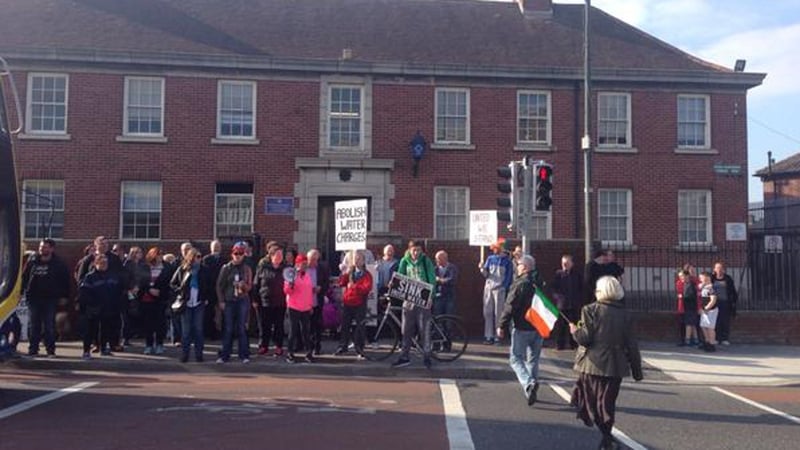 A group protested against the arrests outside Sundrive Road Garda Station last year