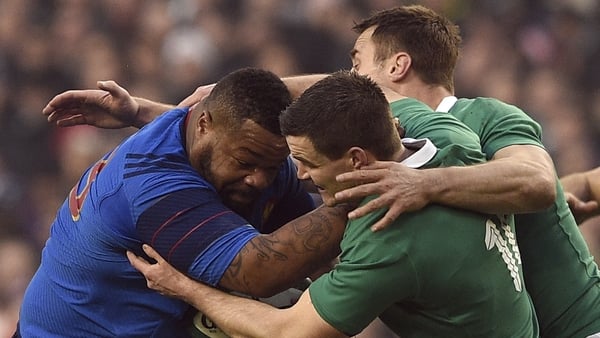 Mathieu Bastareaud is tackled by Jonathan Sexton during Ireland's RBS 6 Nations clash with France