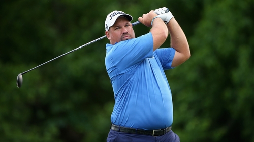 Joint leader Brendon de Jonge of Zimbabwe teeing off on the eighth hole yesterday in New Orleans