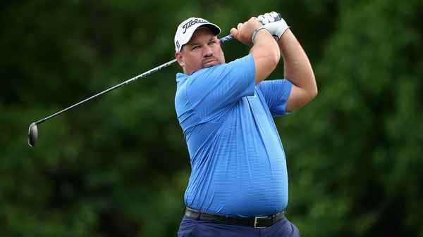 Joint leader Brendon de Jonge of Zimbabwe teeing off on the eighth hole yesterday in New Orleans