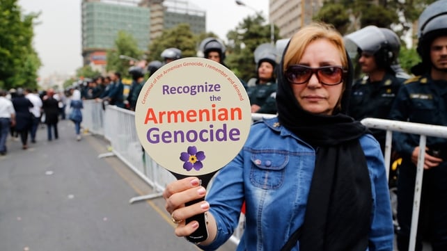 An Iranian-Armenian woman at a demonstration in Tehran