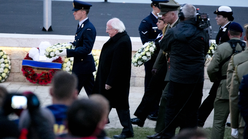 President Higgins laid a wreath during today's ceremony