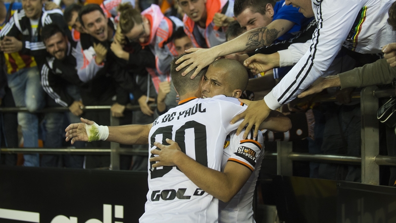 Sofiane Feghouli is mobbed following his effort