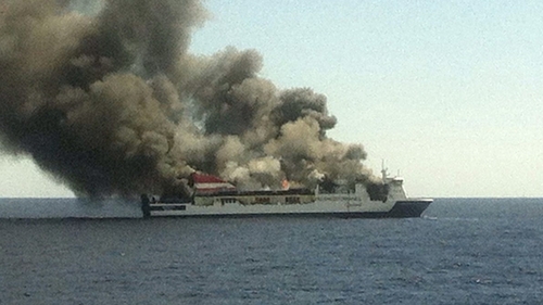 The burnt-out ferry could sink in the position where the rescue was carried out