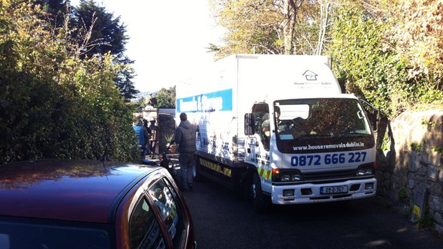 A removal truck left the property early this morning