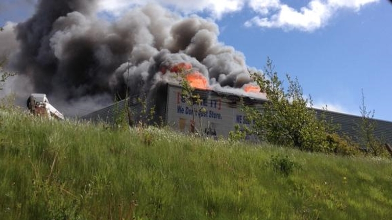 The fire is at a unit in the Ballymount Industrial Estate off the M50 in Dublin (pic: @vincentnaughton)