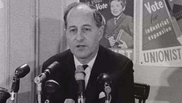 Captain Terence O'Neill pictured at a press conference on 21 February 1969.