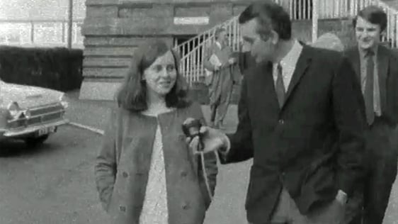 Bernadette Devlin pictured after voting for the first time on 17 April, 1969.