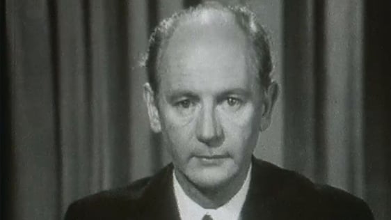 An Taoiseach Jack Lynch addresses the nation regarding the Northern Ireland situation, on RTÉ Television on 13 August 1969.