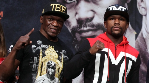Floyd Mayweather Sr (L) baiting the Pacquiao camp ahead of big fight