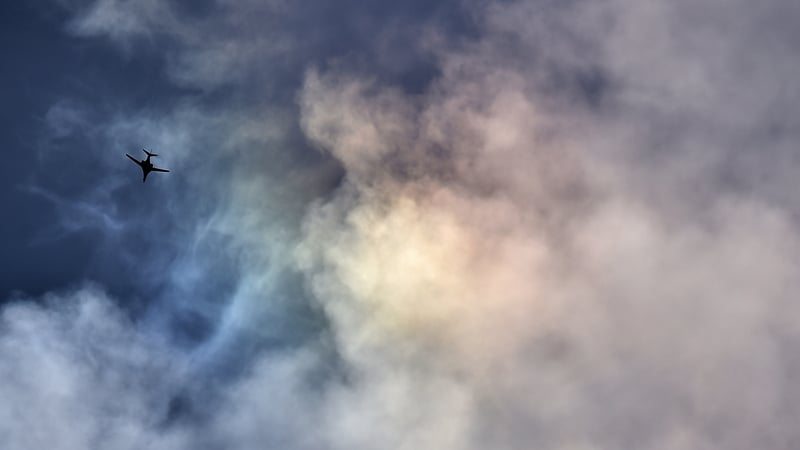 A US-led coalition B1-b flies over the Syrian city of Kobane last November