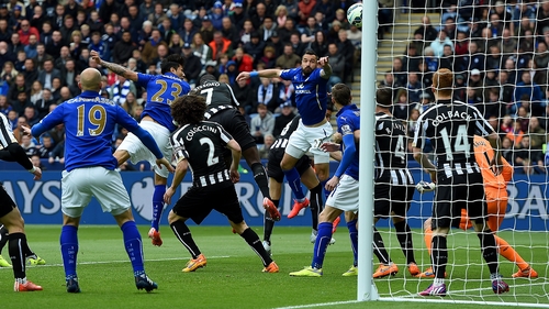 Leonardo Ulloa scored a double to help move Leicester closer to safety