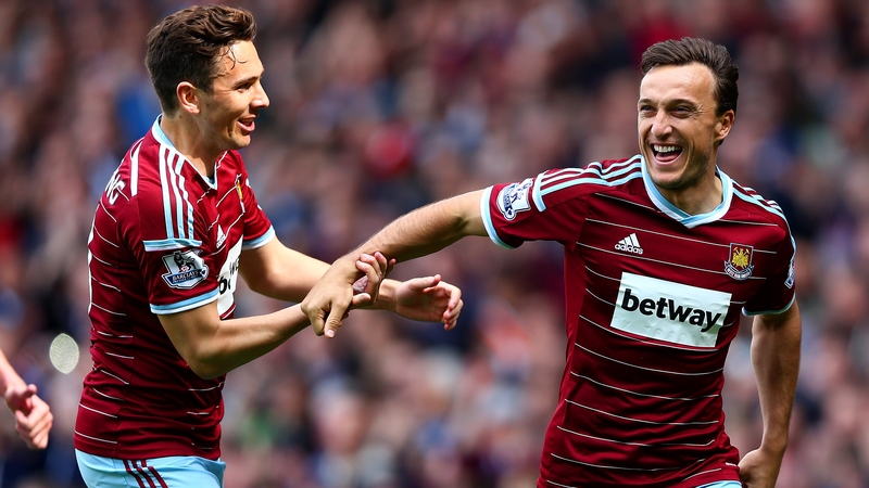 Mark Noble (R) after scoring what turned out to be the Hammers' winner