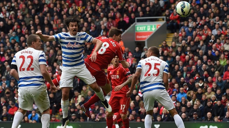 Steven Gerrard (C) scores the winner for Liverpool