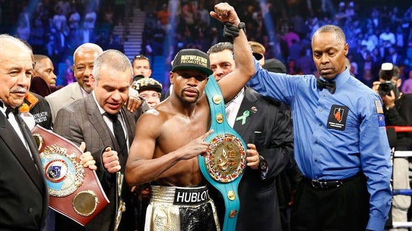 Floyd Mayweather following his unanimous victory over Manny Pacquiao