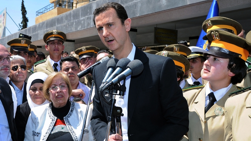 President Assad made the remarks at an appearance at a Damascus school