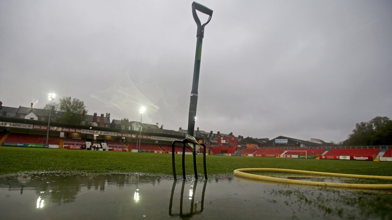 A general view of Richmond Park after the game between St Patrick's Athletic and Shamrock Rovers was postponed because of a waterlogged pitch