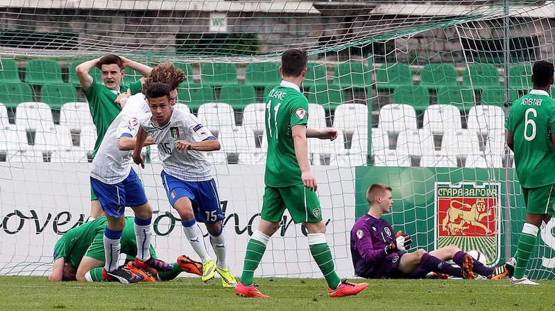 Simone Lo Faso celebrates his strike as Italy took an early lead against Ireland
