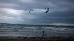 Kite surfing at the south beach in Rush, Co Dublin (Pic: Bernard Gillespie)