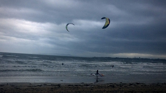 Kite surfing at the south beach in Rush, Co Dublin (Pic: Bernard Gillespie)