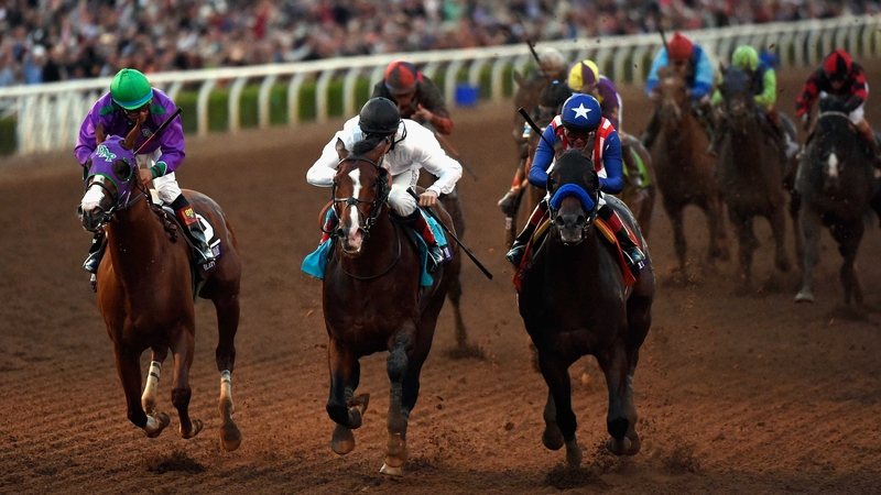 Toast of New York (centre with white silks) is unlikely to be seen again this season
