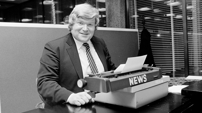 Derek Davis at his typewriter in the RTÉ newsroom in January 1981 (All photos from RTÉ Stills Library)