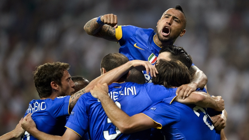 Juventus' Spanish forward Alvaro Morata (UP) celebrates scoring with his teammates