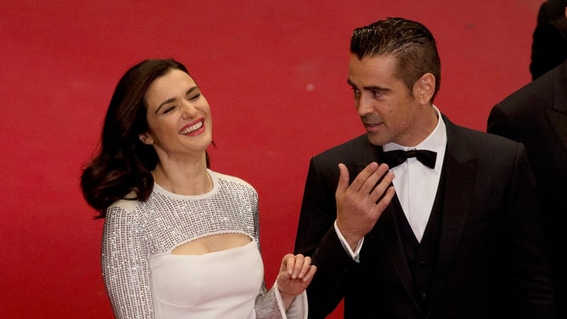 Rachel Weisz enjoying a joke with her charming Lobster co-star Colin Farrell