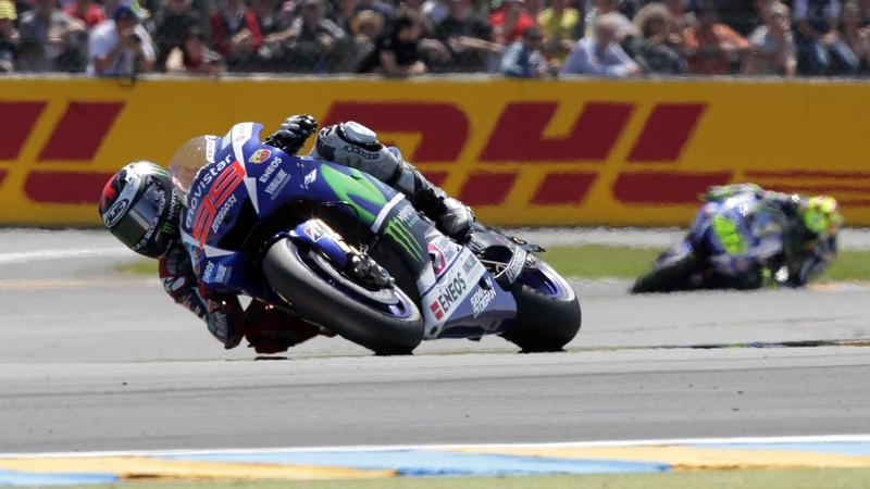 Jorge Lorenzo leads ahead of team-mate Valentino Rossi