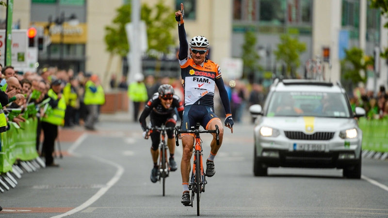 Francesco Reda crosses the line