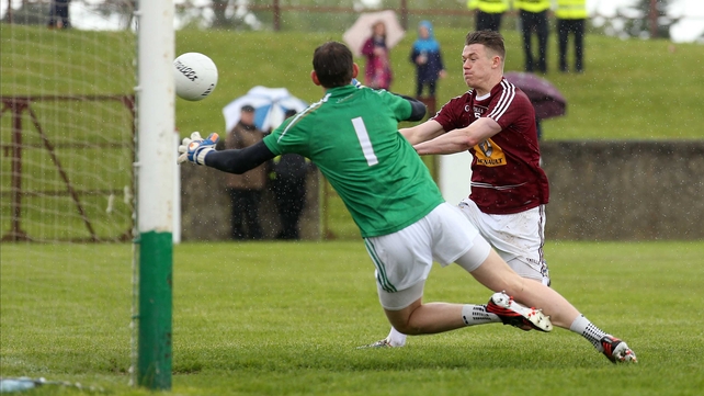 Westmeath's Shane Dempsey scores their second goal against Louth in the sides' Leinster SFC first-round tie