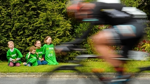 Pictured watching the race are, from left, Cillian Moran, Fionn Moran, Megan Redmond and Sarah Shepard all from Clonegal in Carlow