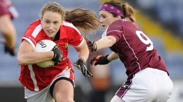 Cork’s Aisling Hutchings escapes the attentions of Galway's Geraldine Conneally in the Ladies National Football League Division 1 Final Replay