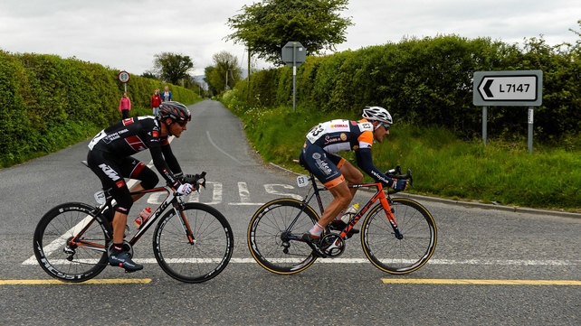 Eventual winner Francesco Reda of Team Idea heads Tirol Cycling's Lukas Postlberger in a breakaway