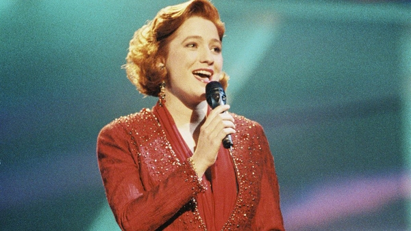 Niamh Kavanagh on stage at the Eurovision Song Contest 1993 in Cork's Millstreet, singing the winning song In Your Eyes