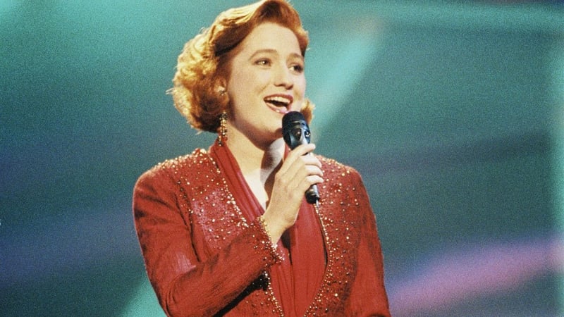 Niamh Kavanagh on stage at the Eurovision Song Contest 1993 in Cork's Millstreet, singing the winning song In Your Eyes