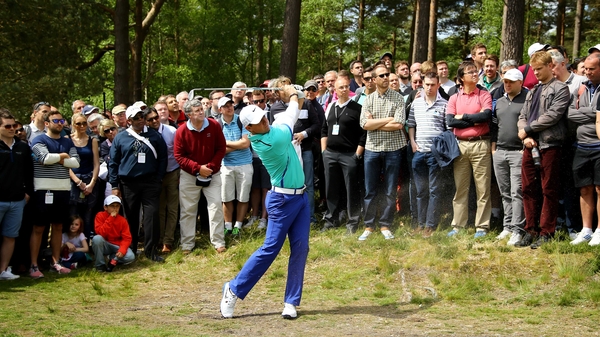 Rory McIlroy parred the 11th hole at Wentworth despite veering off course