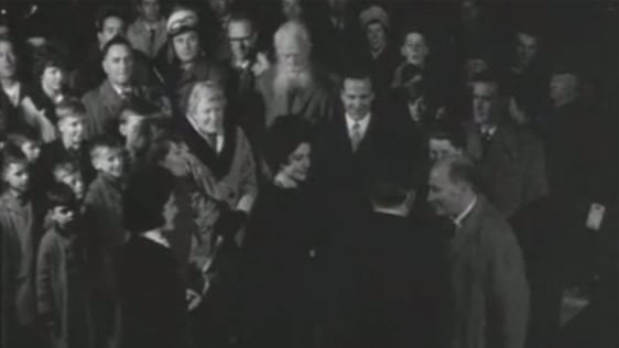 The first television announcers are introduce to the Mayor of Wexford.